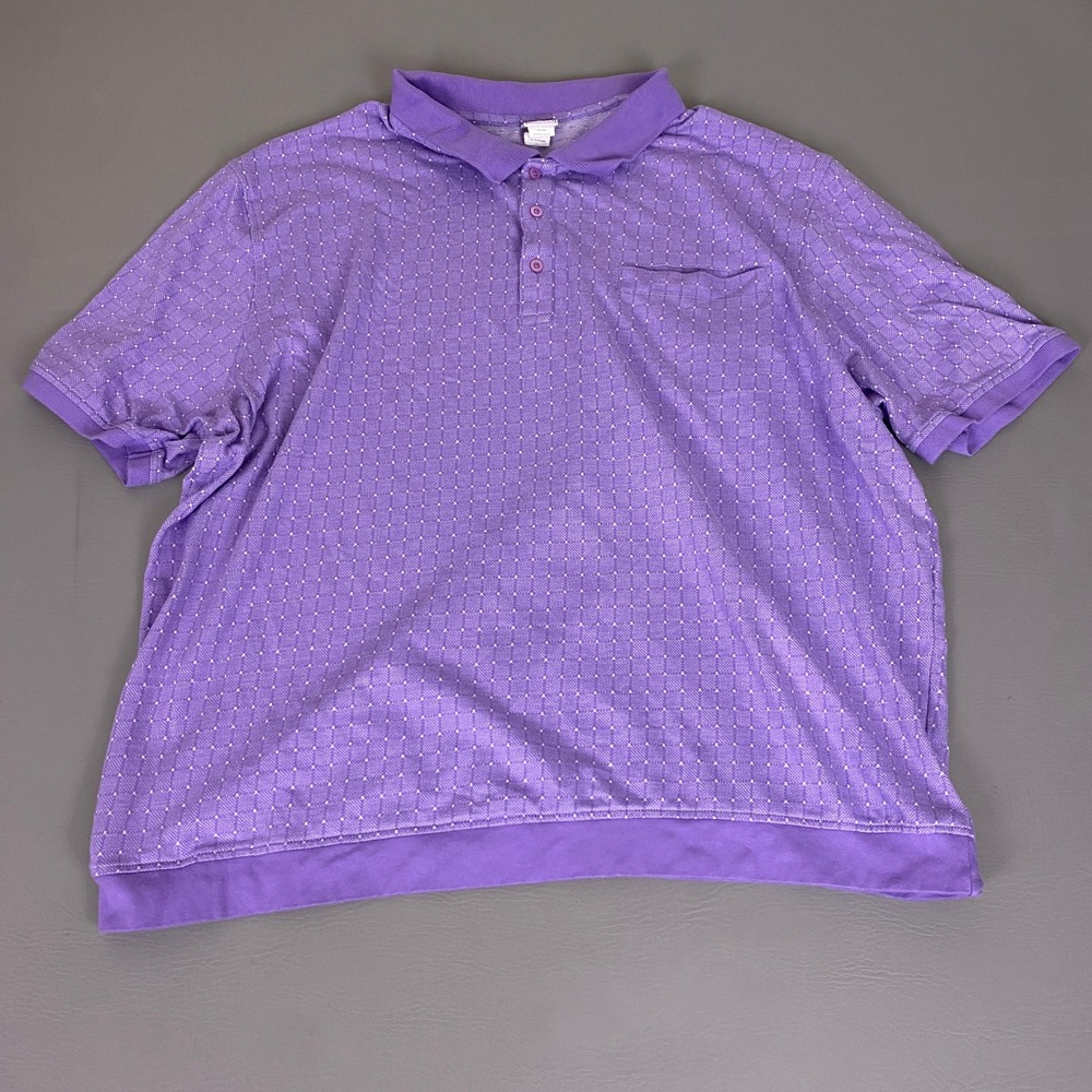 Haband Casual Joe Polo Shirt Men's 3XL Purple Geometric Knit Short Sleeve Pocket